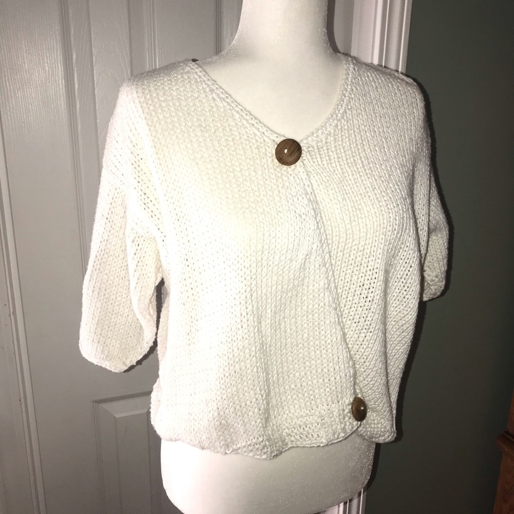 Rico Hand Knitted White Sweater 3/4 length sleeves